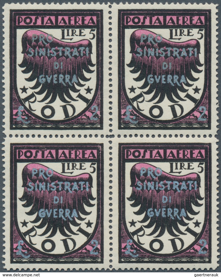 13310 Ägäische Inseln: 1944, War Victim's Relief, Complete Set As Blocks Of Four, Unmounted Mint. Sass. PA - Egée