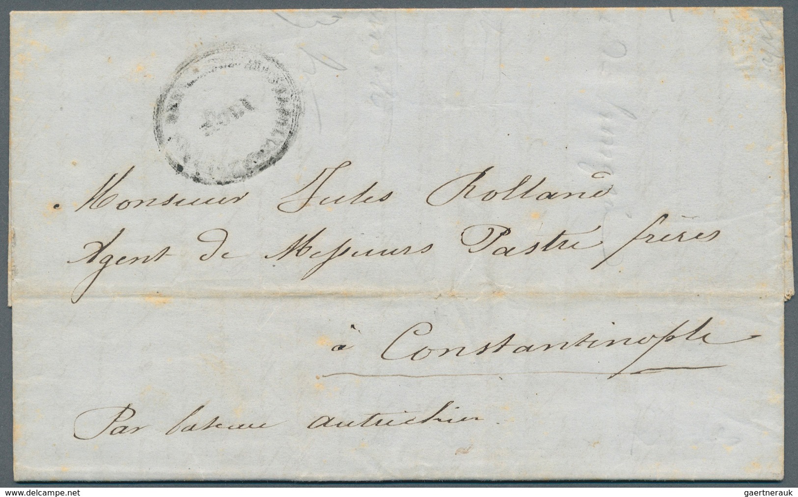 13313 Ägäische Inseln - Besonderheiten: 1855. Stampless Envelope Addressed To Constantinople Cancelled By - Egée