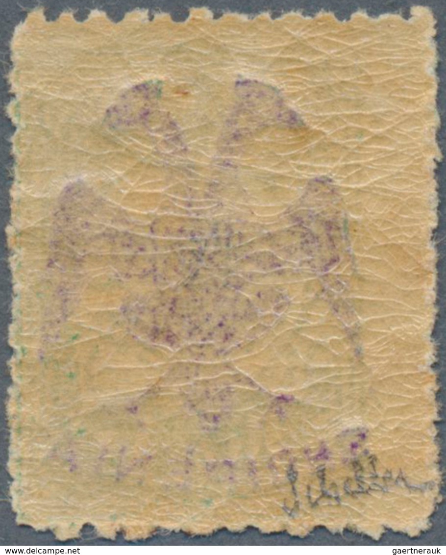 13316 Albanien: Albania, 1913, 10 Para Green Of Turkey With VIOLET (instead Of Black) Handstamp Overprint - Albanien