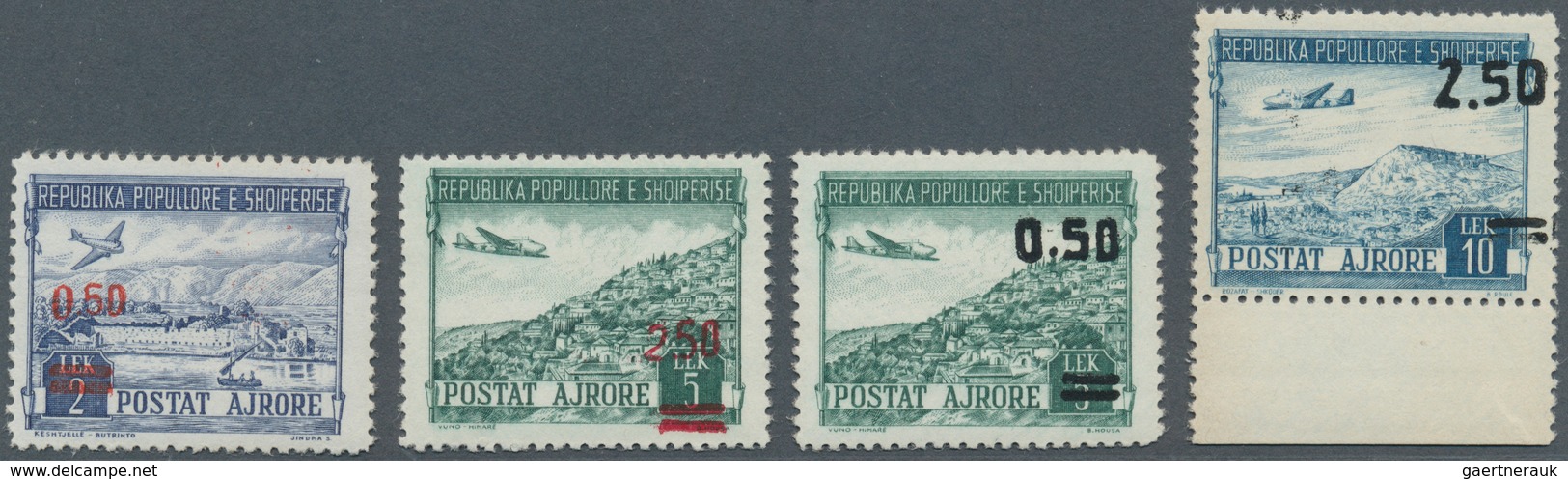 13335 Albanien: 1952/1953, Flugpostmarken Mit Roten Und Mit Schwarzem Aufdruck Als Zwei Postfrische Sätze. - Albanien