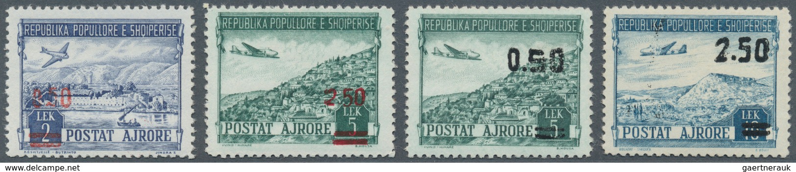 13336 Albanien: 1952/1953, Flugpostmarken Mit Roten Und Mit Schwarzem Aufdruck Als Zwei Postfrische Sätze. - Albanie