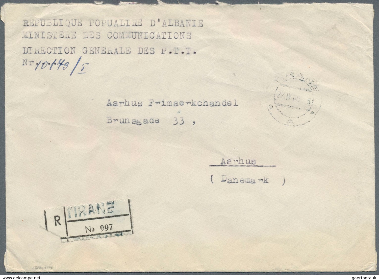 13338 Albanien: 1957/1960, 12 L Lilac Restoration, Single Franking On Registered Cover From The Albanian C - Albanien