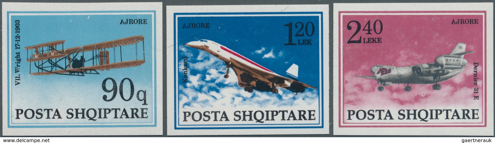 13341 Albanien: 1991, Entwicklung Der Luftfahrt Drei Verschied. Werte Mit 90 Q. 'Motorflugzeug Flyer I Der - Albania