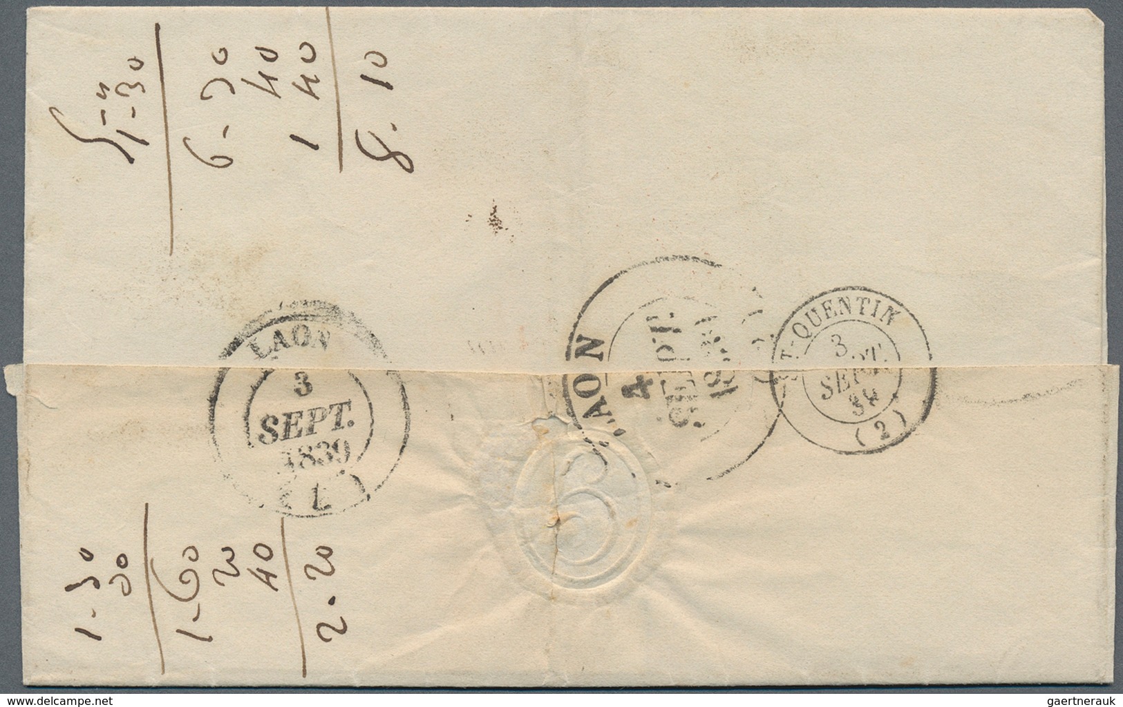 13366 Belgien - Vorphilatelie: 1839, Folded Letter Cover With Thimble Cds AMAY, 2 IX, Together With Oval D - 1794-1814 (Französische Besatzung)