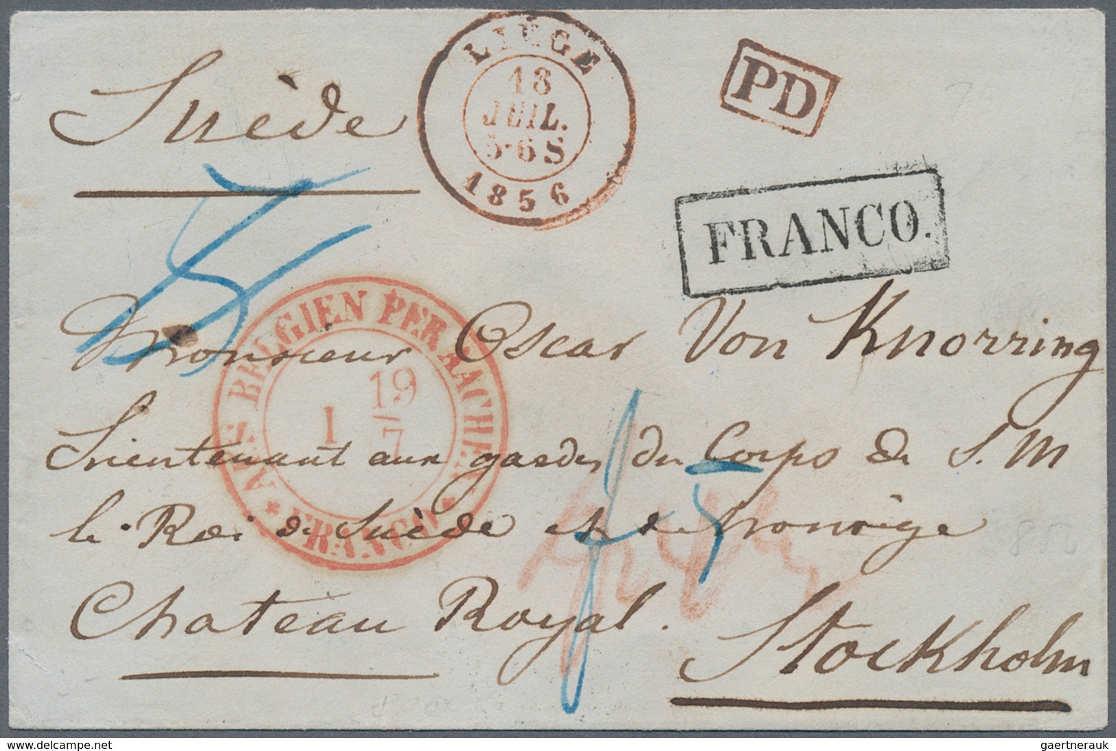 13368 Belgien - Vorphilatelie: 1856, Cover From LIEGE, 18 JUIL.1856, Addressed To The Writer, Composer And - 1794-1814 (Französische Besatzung)