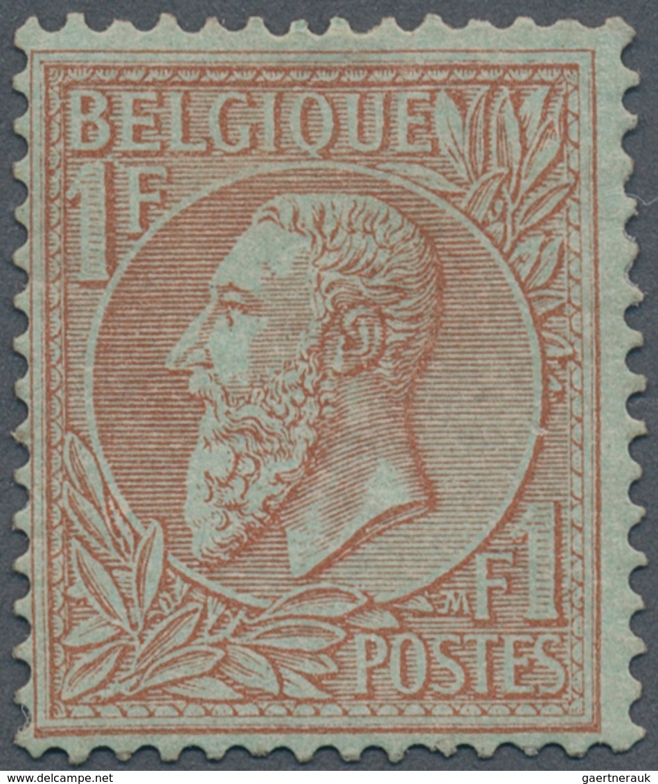 13378 Belgien: 1884, King Leopold II. 1 Fr. Brown-red / Greenish Unused, Rare Stamp, Michel ? 900, - (COB - Sonstige & Ohne Zuordnung