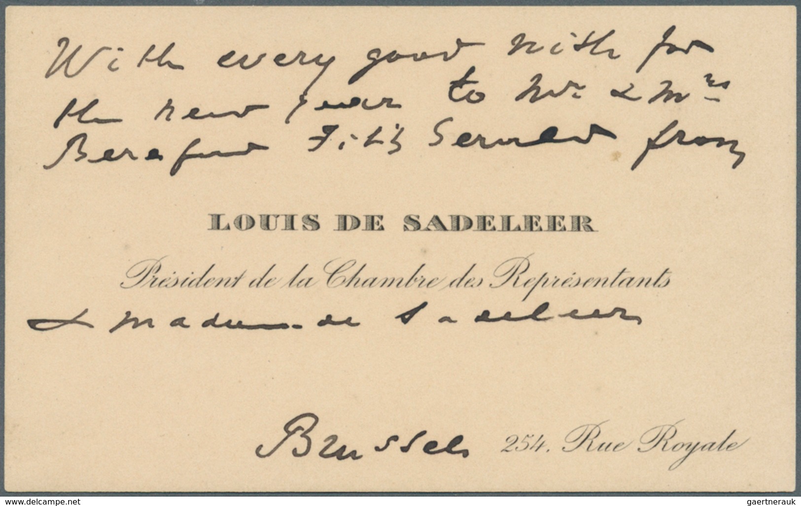 13379 Belgien: 1901, 25 C Blue, Tied By BRUXELLES, 9 JANV 01, Single Franking On Official Cover "Chambre D - Other & Unclassified