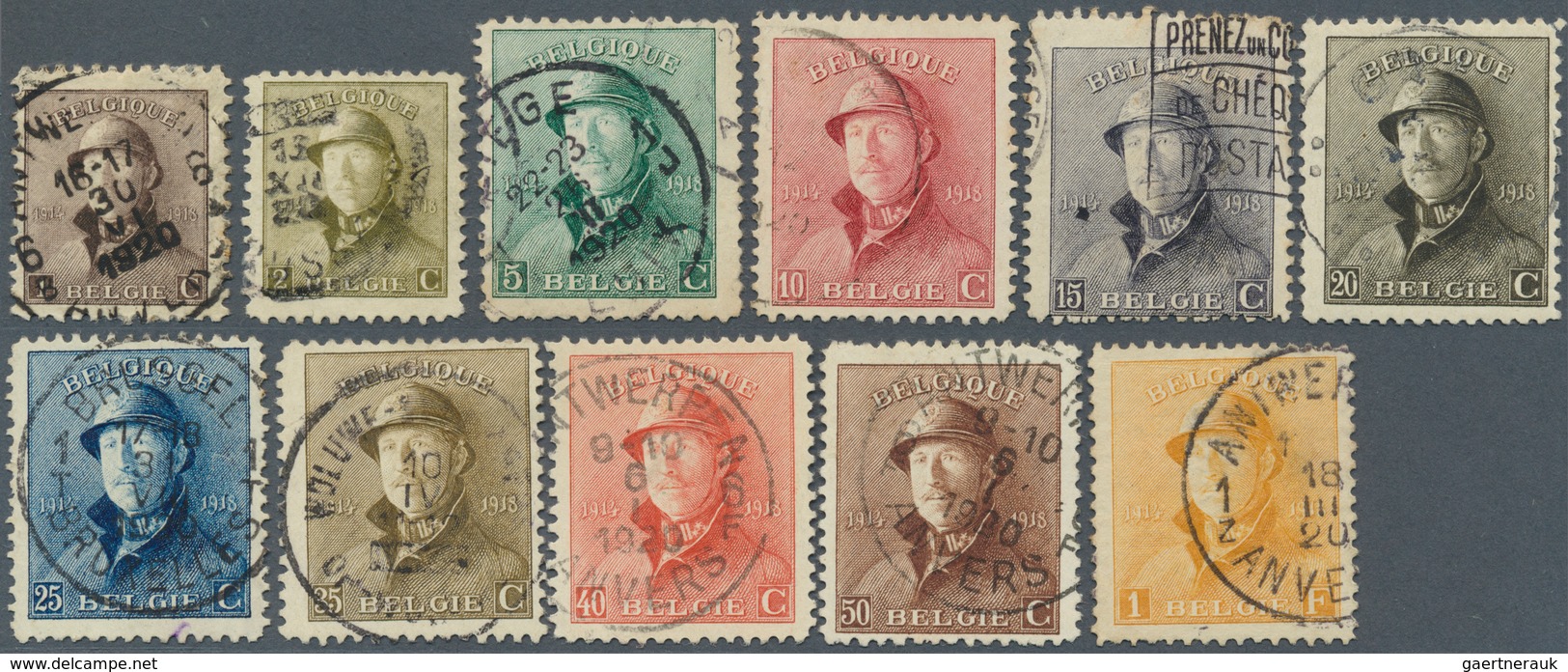 13389 Belgien: 1919/20, Postage Stamps: King Albert I. With Helmet, Good Used, 2 Fr. On Small Luxury Piece - Autres & Non Classés