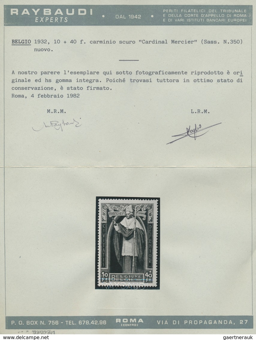 13396 Belgien: 1932, Kardinal Mercier, Kpl. Satz, Die 5 Hohen Werte Mit Attest Raybaudi, Tadellos Postfris - Sonstige & Ohne Zuordnung