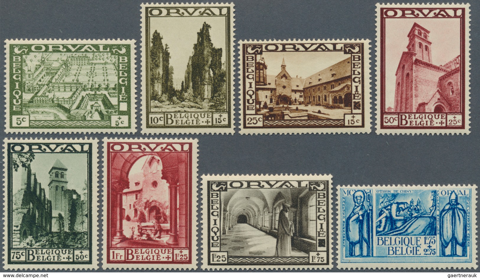 13405 Belgien: 1933, Reconstruction Of The "Abbey Orval", Mint Never Hinged Luxury Set. Rare! Edition Only - Autres & Non Classés