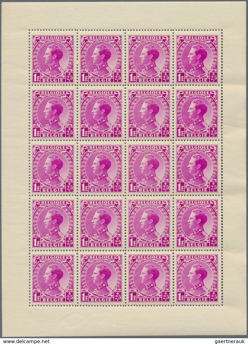 13410 Belgien: 1934, "War Damage Help (I)", Complete Set In Rare, Mint Never Hinged 20-mini Sheets (partly - Autres & Non Classés