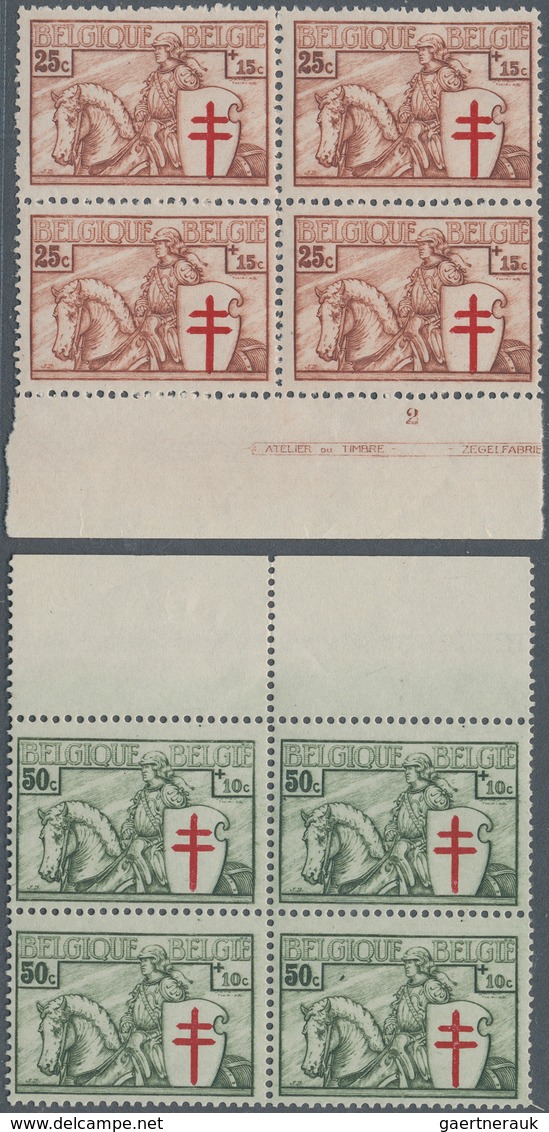 13411 Belgien: 1934, Luxus Serie "Tuberkulosebekämpfung" Postfrisch Mit 5x Rand/Ecke, Dabei Pl.Nr. Und Ins - Sonstige & Ohne Zuordnung