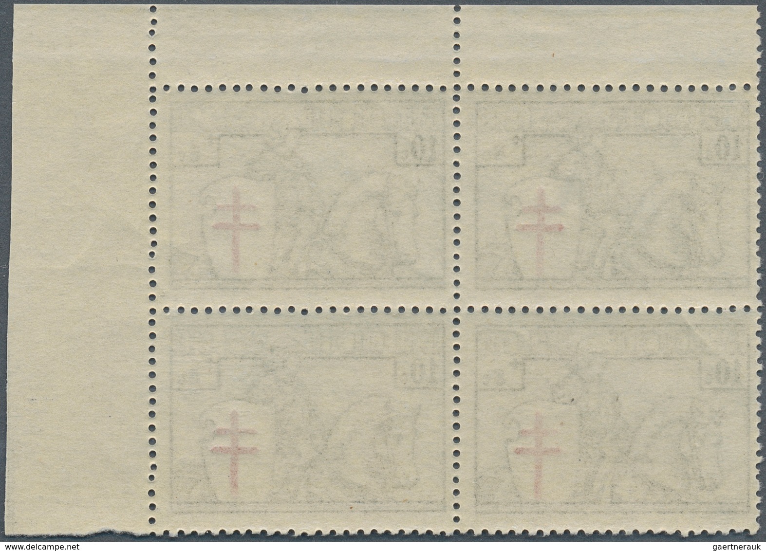 13411 Belgien: 1934, Luxus Serie "Tuberkulosebekämpfung" postfrisch mit 5x Rand/Ecke, dabei Pl.Nr. und Ins