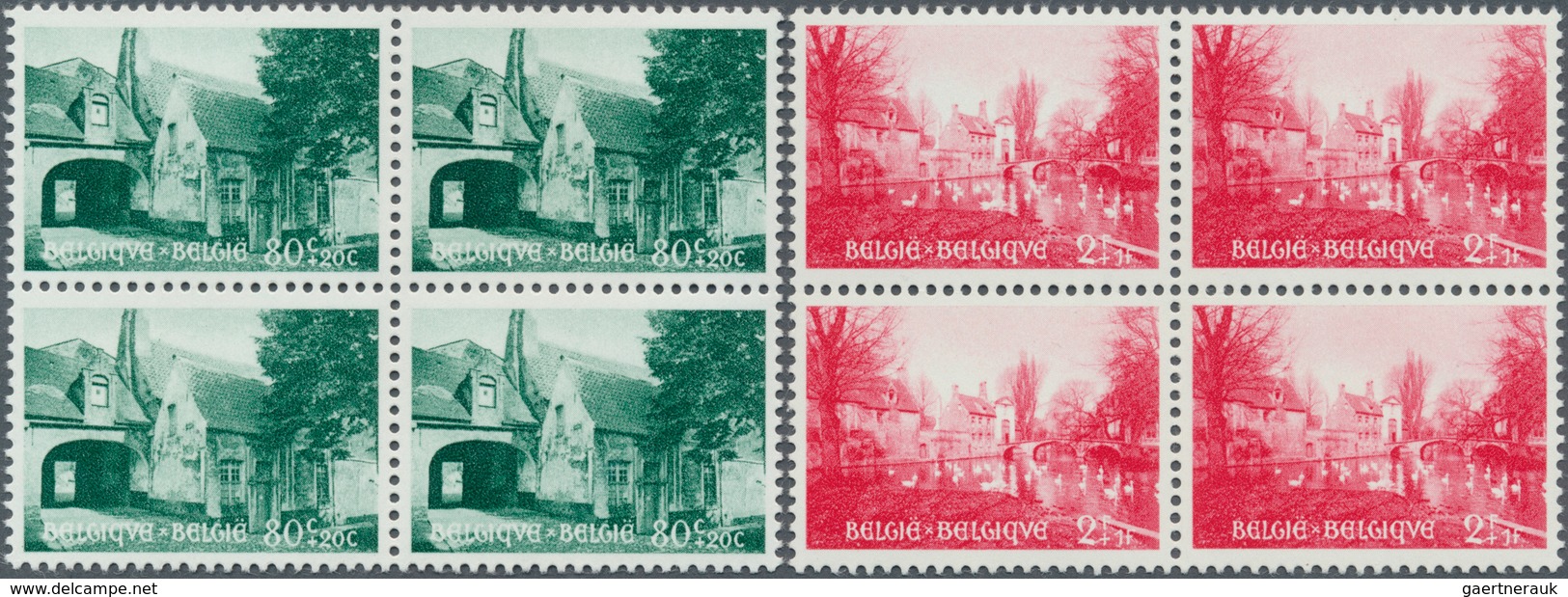 13414 Belgien: 1954, Bruges Beguinage, Complete Set Of Six Values In Blocks Of Four, Unmounted Mint. Mi. 6 - Sonstige & Ohne Zuordnung