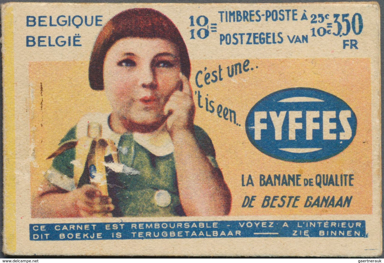 13417 Belgien - Markenheftchen: 1932, FYFFES/LA GRANDE MAISON DE BLANC, 3.50fr. Booklet Complete, Cover So - Ohne Zuordnung