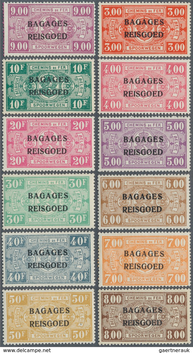 13419 Belgien - Eisenbahnpaketmarken: 1923/1931, 0,10 Fr. - 50 Fr. Railway Package Stamps With Overprint " - Bagages [BA]