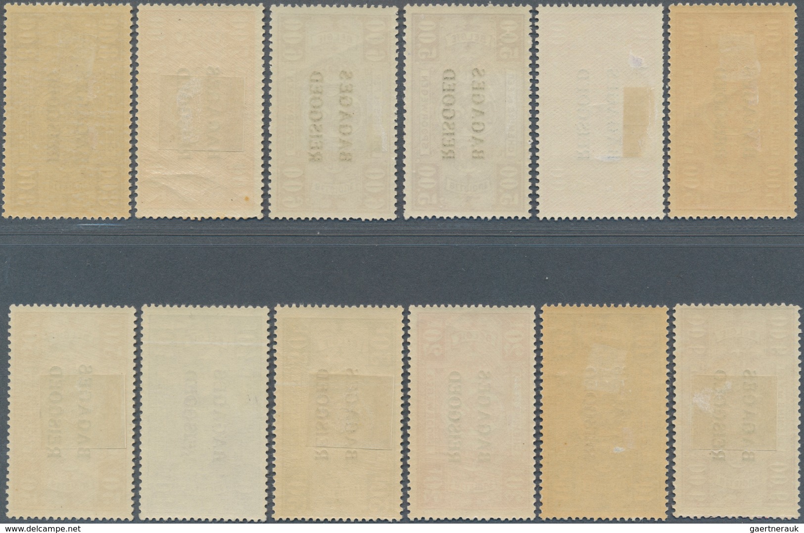 13419 Belgien - Eisenbahnpaketmarken: 1923/1931, 0,10 Fr. - 50 Fr. Railway Package Stamps With Overprint " - Gepäck [BA]