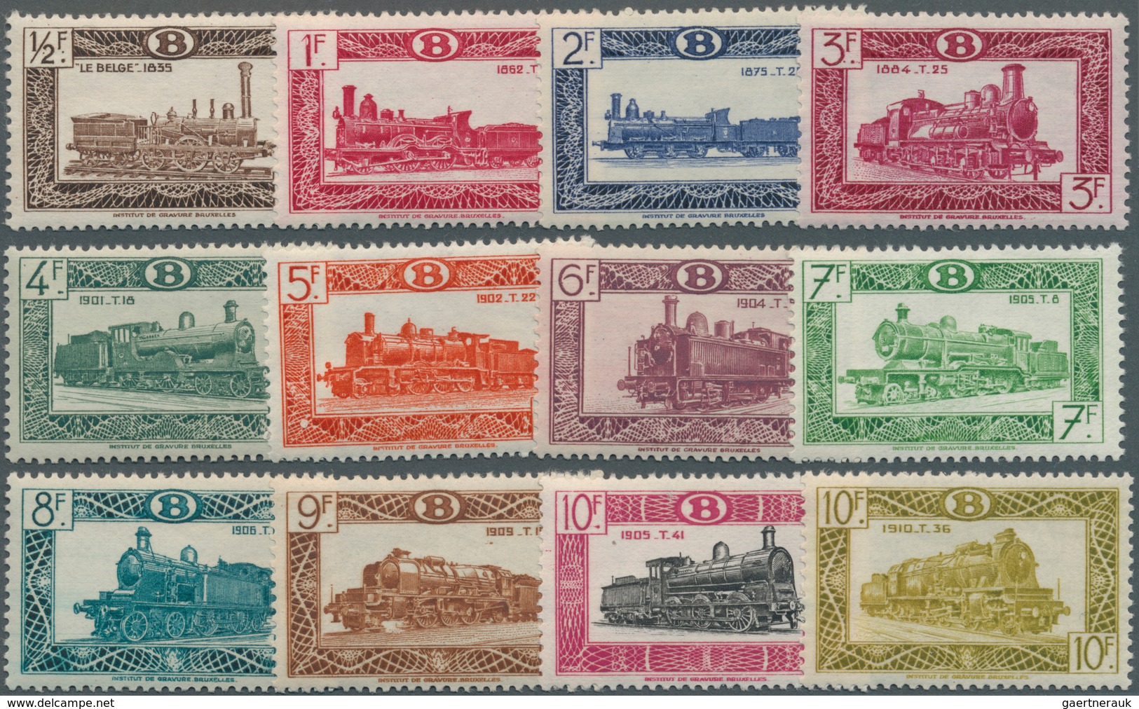 13422 Belgien - Eisenbahnpaketmarken: 1949, "Belgische Lokomotiven" Postfrischer Satz Eisenbahnmarken 1949 - Bagages [BA]