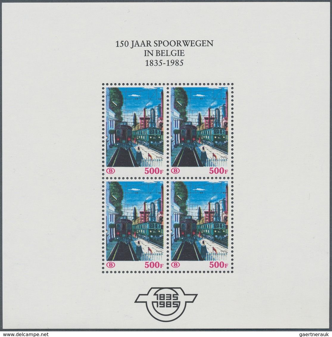 13423 Belgien - Eisenbahnpaketmarken: 1985, "150 Jahre Eisenbahn" alle 7 Blocks in Luxusqualität (C.O.B. 4