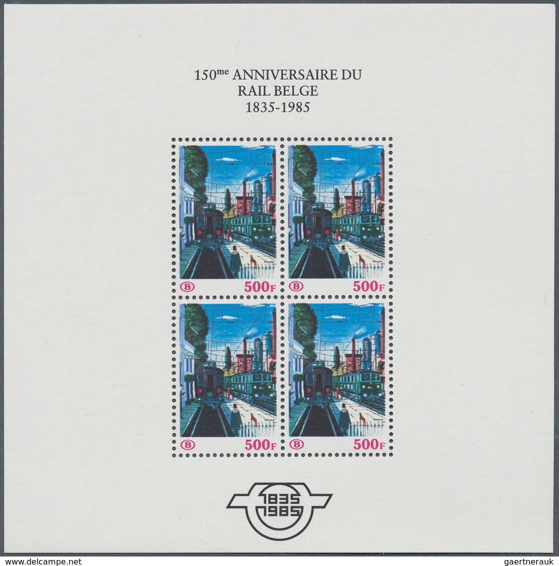 13423 Belgien - Eisenbahnpaketmarken: 1985, "150 Jahre Eisenbahn" alle 7 Blocks in Luxusqualität (C.O.B. 4