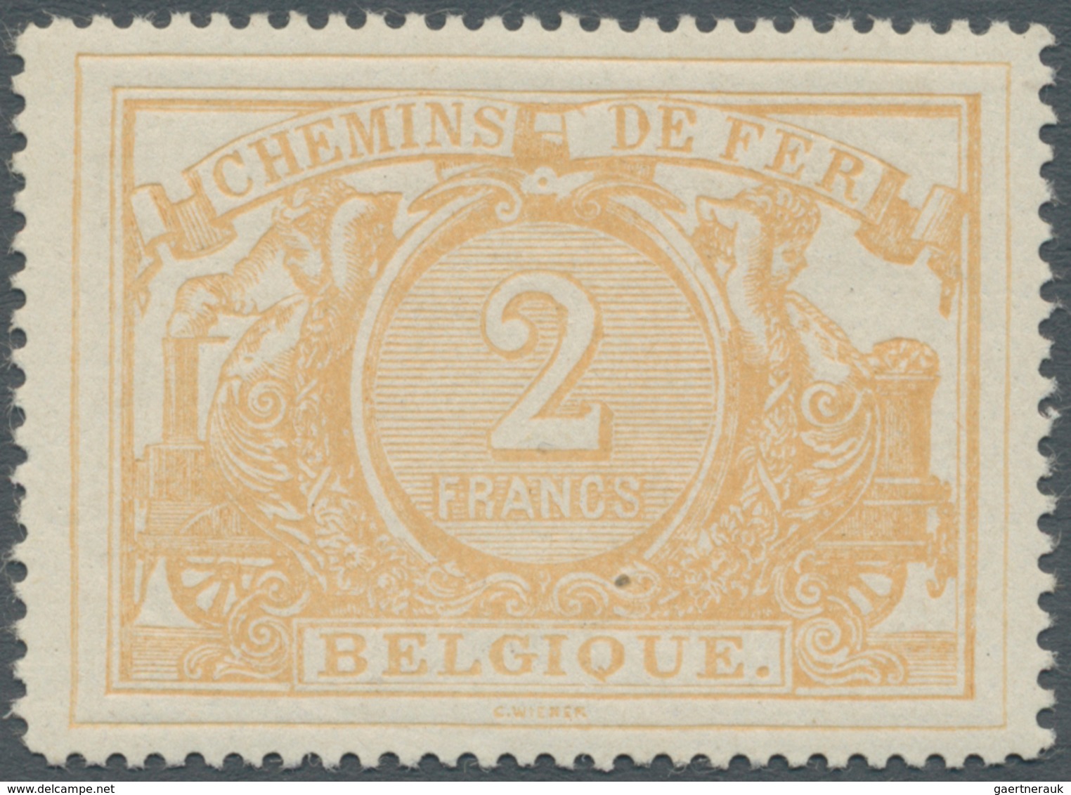 13424 Belgien - Portomarken: 1894, 2 Fr Brownish-yellow Mint Never Hinged, Natural Paper Closure - Briefe U. Dokumente