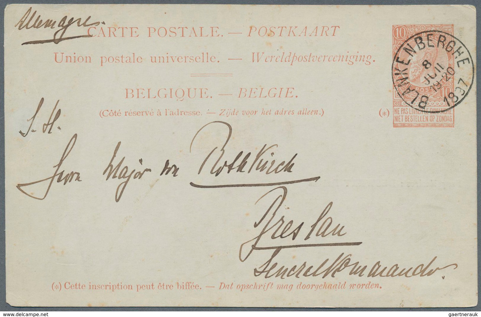 13429 Belgien - Ganzsachen: 1897, 10 C Red-brown Psc With Private Picture Imprint GRAND HOTEL DU KURSAAL B - Autres & Non Classés