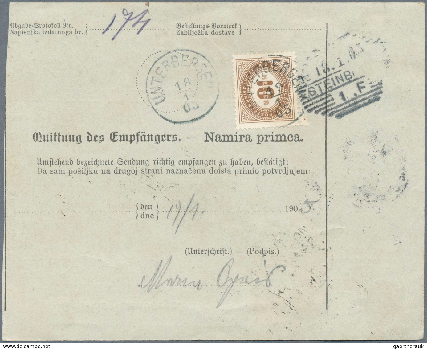 13438 Bosnien Und Herzegowina: 1900/1905, Two Post Escort Adresses From Sarajevo To Vienna And To Unterber - Bosnien-Herzegowina