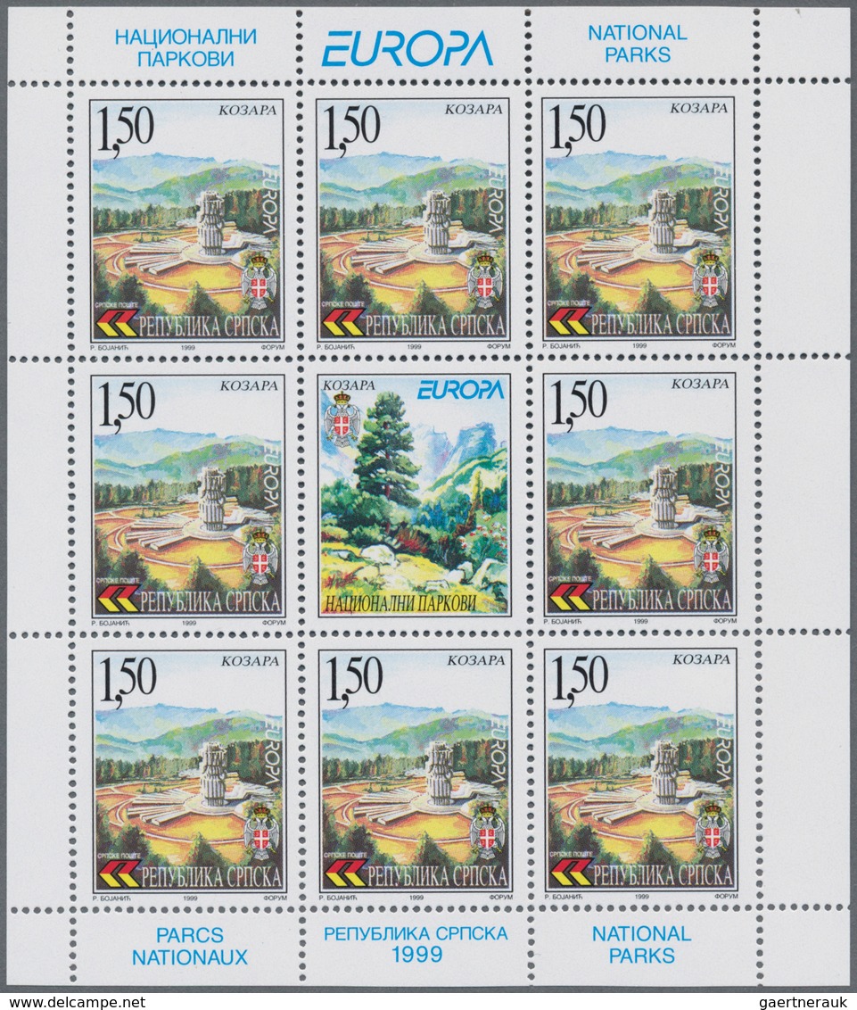 13446 Bosnien Und Herzegowina - Serbische Republik: 1999, Europa, Two Little Sheets Of 8 Stamps Each, Mint - Bosnien-Herzegowina