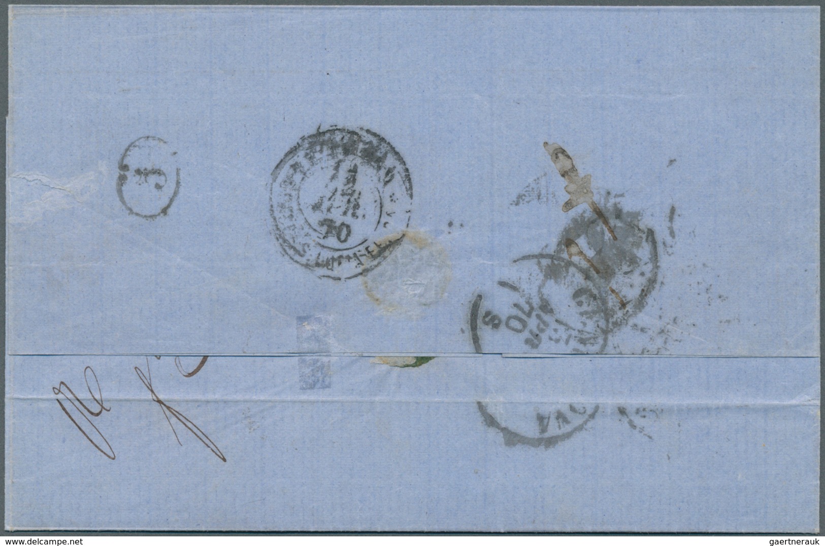 13452 Bulgarien: 1870, Mail From "VARNA" To Italy, Postage Dues 30c. Ocre/carmine And 40c. Ocre/carmine On - Lettres & Documents
