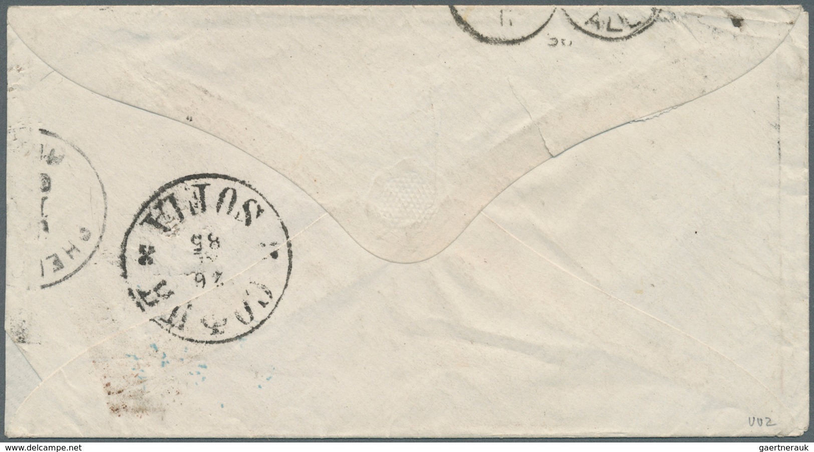 13457 Bulgarien: 1885, 10 St. Red And 15 St. Lila Tied Blue "SAMOKOV 26 XI 85" To Cover Via Sofia Same Day - Lettres & Documents