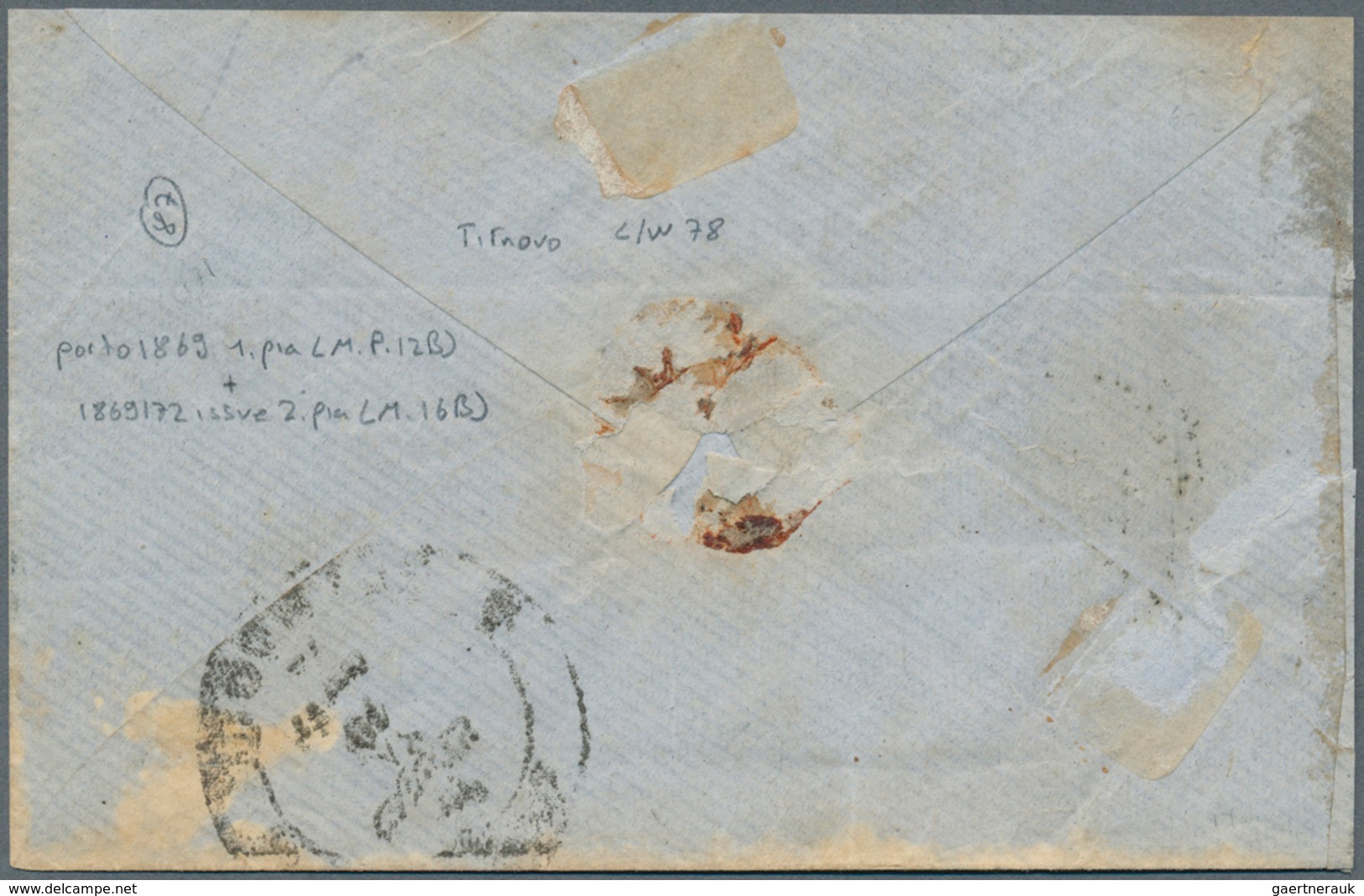 13471E Bulgarien - Stempel: 1872, Folded Envelope From Tirnova Bulgaria To Constantinople, Postage Due 1 Pi - Autres & Non Classés