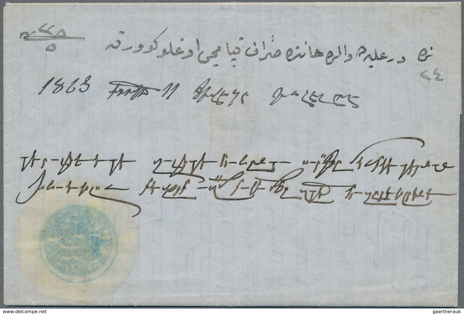 13471L Bulgarien - Stempel: 1862, Prefilatelic Mail, Folded Envelope From ROUSTSCHOUK Bulgaria To Constanti - Sonstige & Ohne Zuordnung