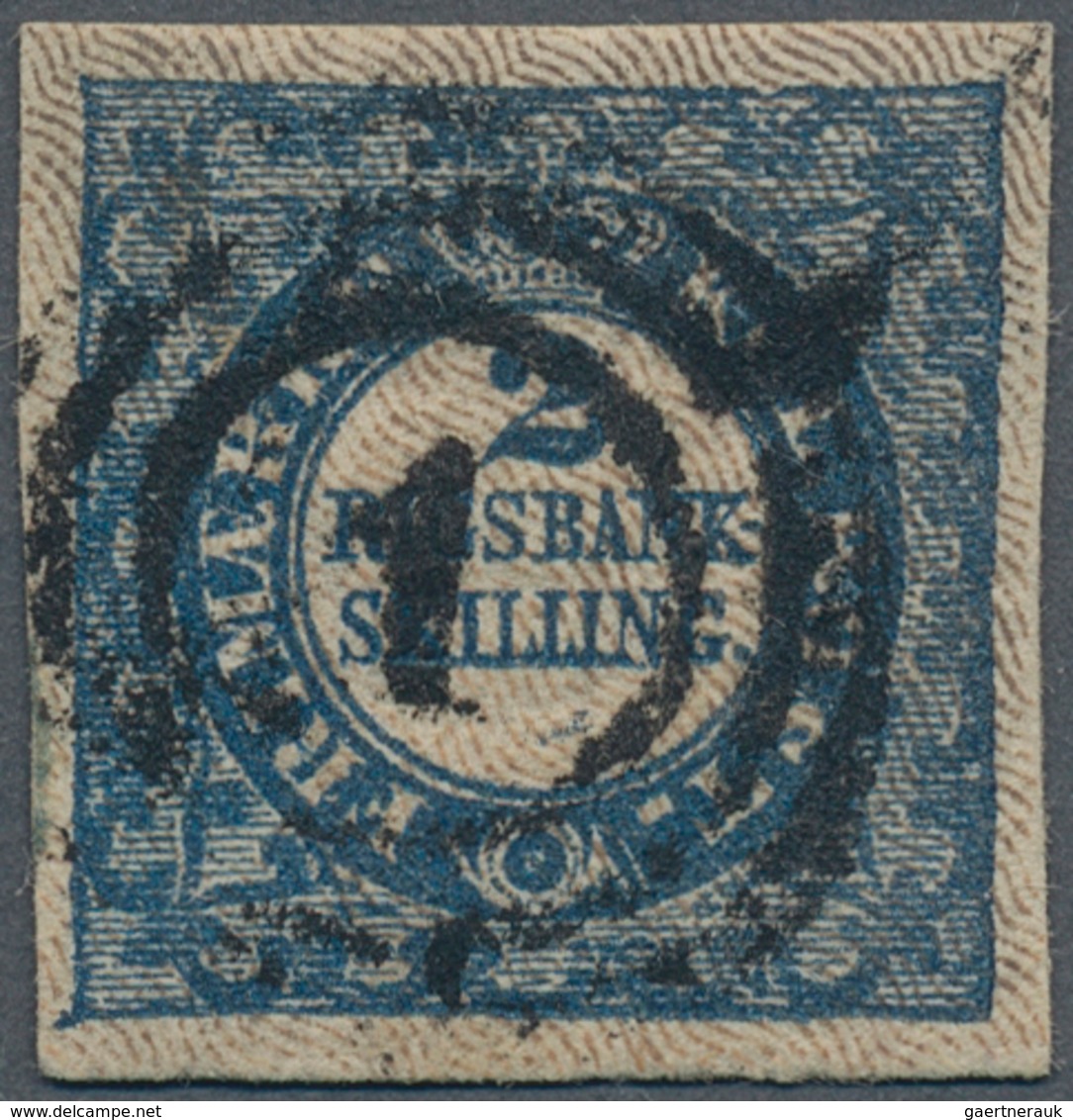 13475 Dänemark: 1851, 2 Rigsbankskilling, Blue, Ferslew Printring, Recess Printed Burelage. The Stamp Was - Briefe U. Dokumente