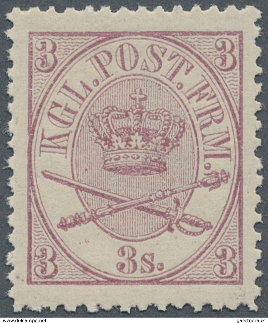 13487 Dänemark: 1864, 3 Sk Lilac, 2nd Printing, Perf. 13 : 12 1/2, Mint Lightly Hinged, Perfect Perforatio - Briefe U. Dokumente