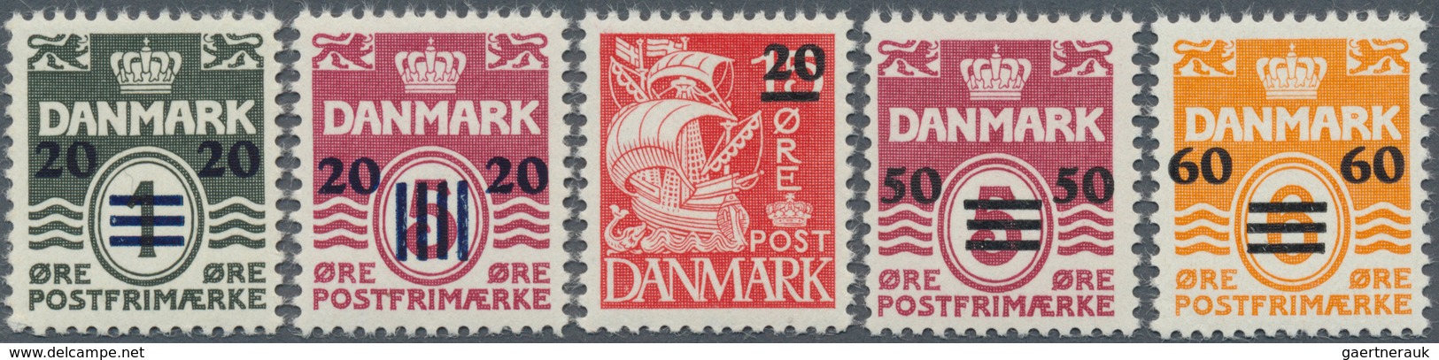 13495 Dänemark - Färöer: 1940/1941, Provisional Issue, 1st Printing With Narrow Overprint, Complete Set De - Féroé (Iles)