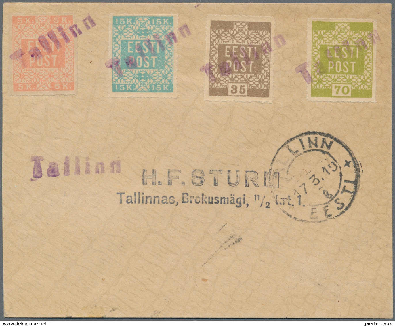 13505 Estland: 1919: Three Items 1) Registered Letter To München, Germany. 5 , 15, 25 And 70 Kop All Tied - Estland