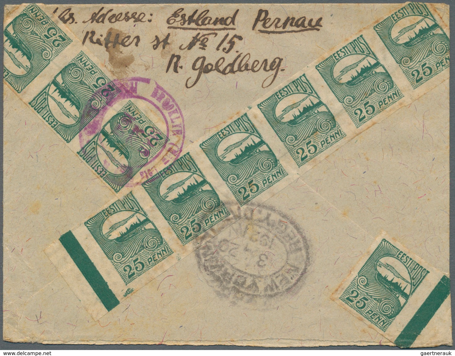 13508 Estland: 1920-21 Three Registered Covers To Brooklyn, N.Y., U.S.A. Franked With 'Reval' Definitives, - Estonie