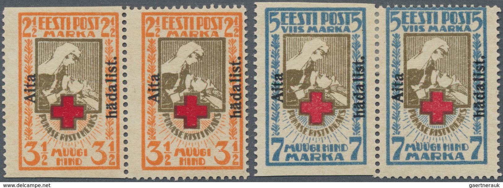 13514 Estland: 1923, 3 1/2 M. Und 7 M. Je Im Waagerechten Paar, Falzspur, Gepr. Nemvalz, (Mi. 1.500 Euro.- - Estonie