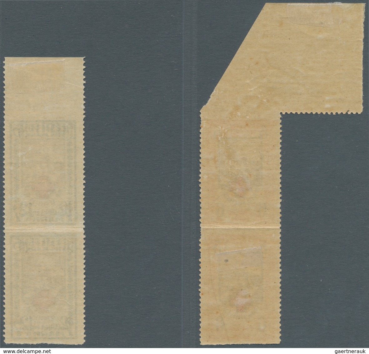 13517 Estland: 1926, Red Cross 5 /6 M. On 2 1/2 /3 1/2 M. And 10/12 M. On 5/7 M. Horizontal Imperforated, - Estland