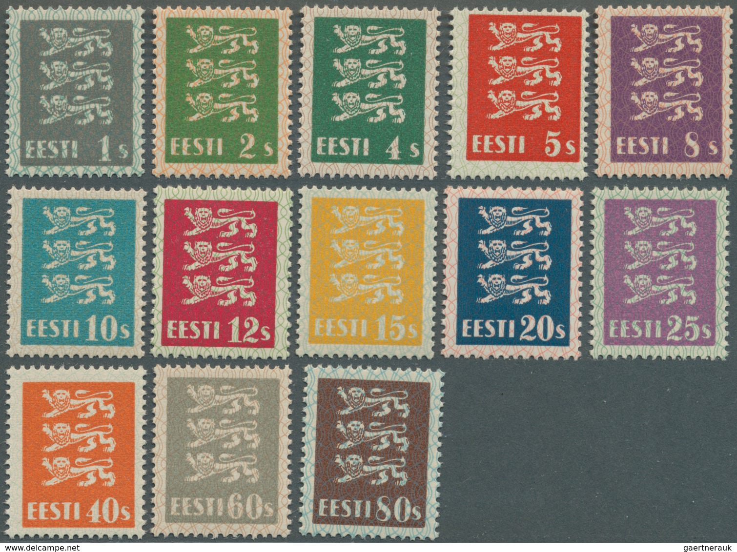 13519 Estland: 1928, "Wappenlöwen" Kompletter Freimarken Luxussatz 1-80 S., Postfrisch Und In Einwandfreie - Estland