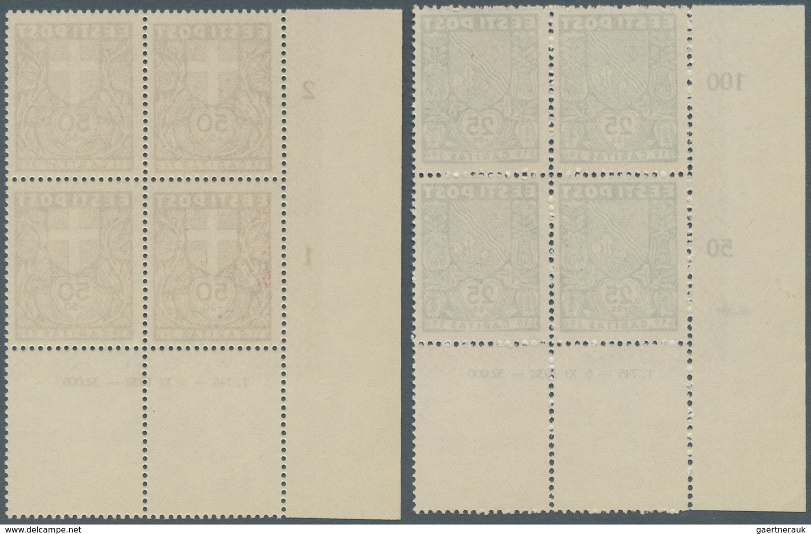 13523 Estland: 1939, Städtewappen (IV) Im Kompletten Satz Als Postfrische Viererblocks Aus Der Linken Unte - Estland