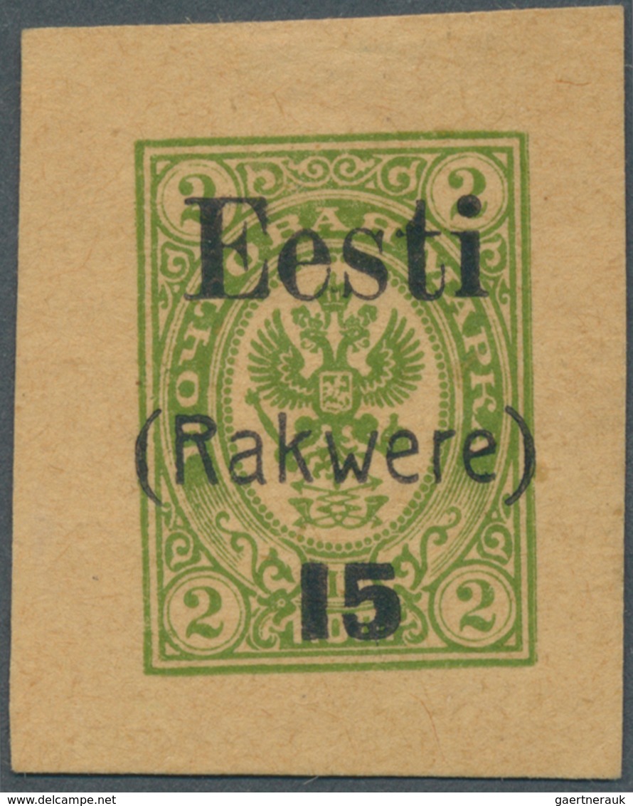13525 Estland - Lokalausgaben: Rakwere (Wesenberg): 1918, 15 On 2kop. Green Stationery Cutout, Unused No G - Estonie
