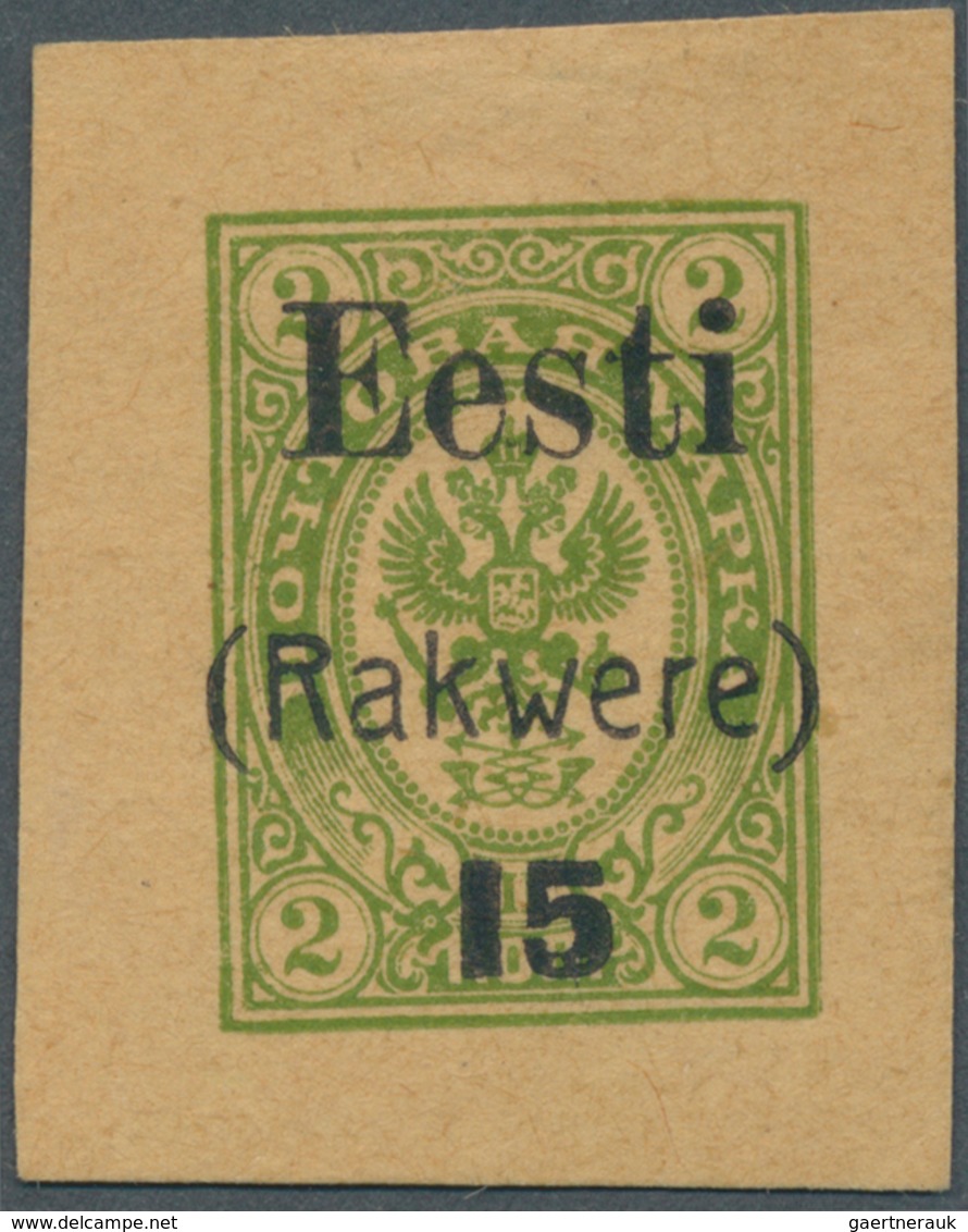 13525 Estland - Lokalausgaben: Rakwere (Wesenberg): 1918, 15 On 2kop. Green Stationery Cutout, Unused No G - Estland