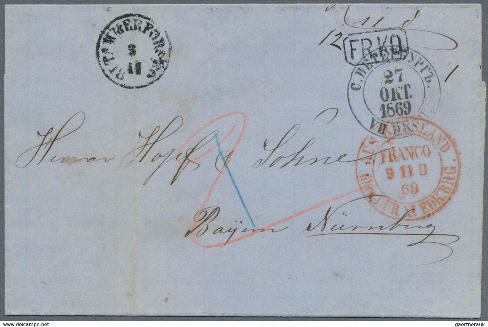 13533 Finnland - Vorphilatelie: 1869, Stampless Folded Letter Cover From TAMMERFORS, 3/11, Along With Boxe - ...-1845 Préphilatélie