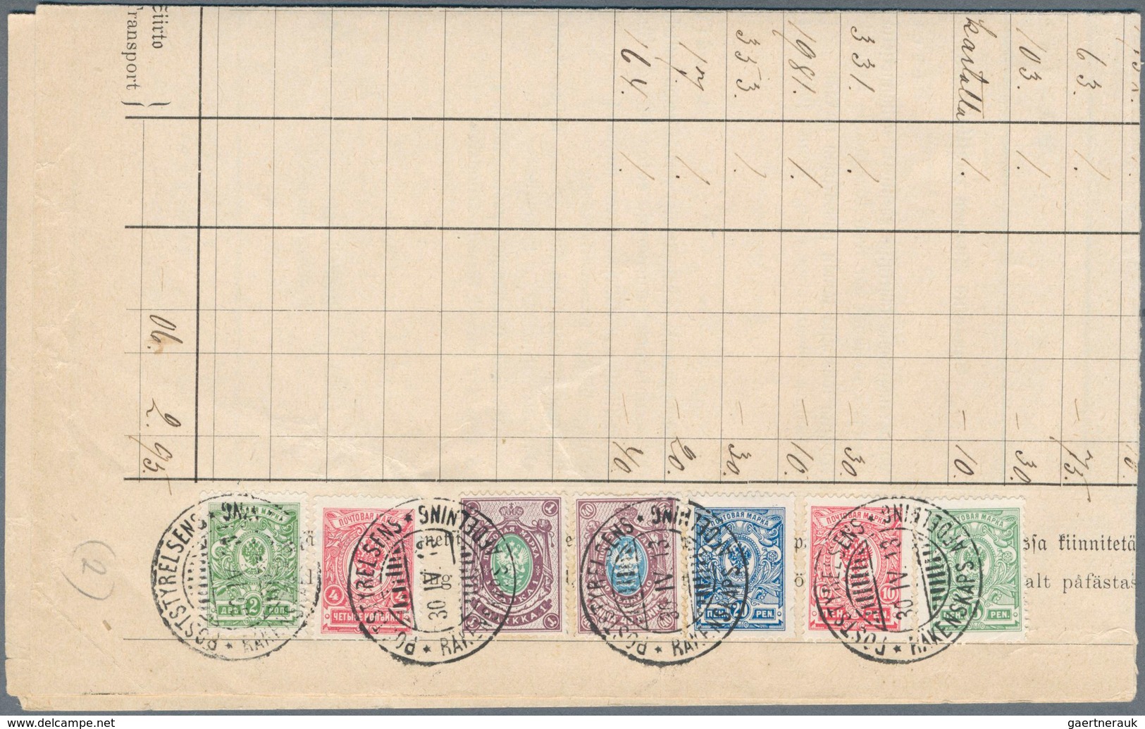 13544 Finnland - Besonderheiten: 1913, Postal Form Registering Incoming Mail Franked With Seven Diffenret - Autres & Non Classés