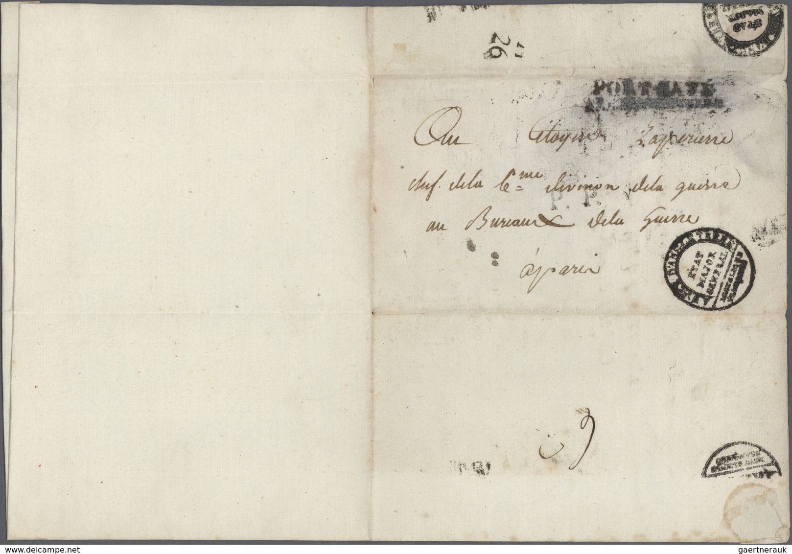 13546 Frankreich - Vorphilatelie: 1795, Complete Entire Envelope With Cachet + Inside Imprint "Etat Major - 1792-1815: Départements Conquis