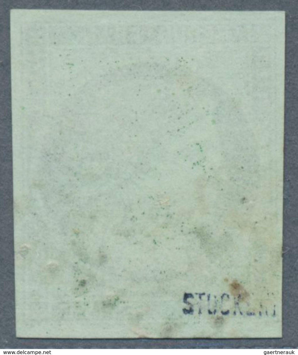 13556 Frankreich: 1850, 15 C. Green Ceres Imperf With Well Margins, Used With Grid Cancellation, Signed. S - Usati