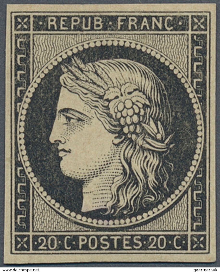 13559 Frankreich: 1849, 20 C. Black Ceres With Good Margins Around Unused Hinged With Original Gum An Imag - Oblitérés