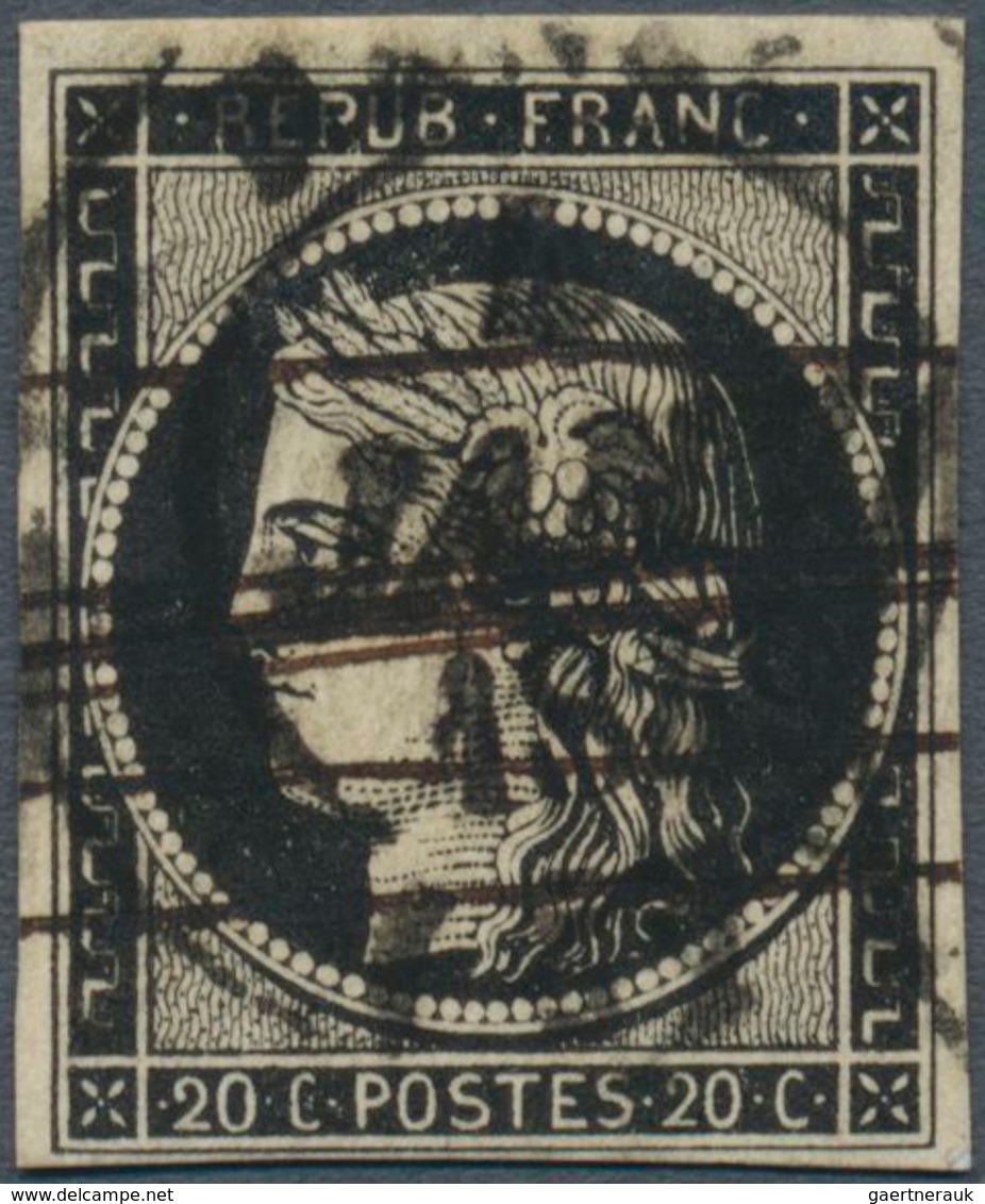 13562 Frankreich: 1849, Ceres 20 C. Black On Yellowish Paper, Good To Very Wide Margins All Around, Used W - Gebraucht