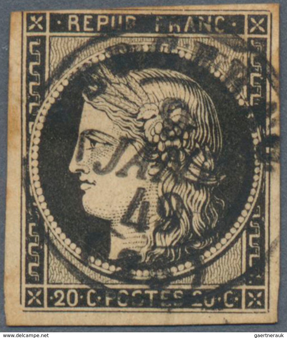 13564 Frankreich: 1849, 20c. Black On Yellow, Fresh Colour, Touched A Top Otherwise Full Margins, Toned An - Gebraucht